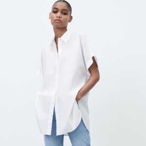 Zara white oversized poplin shirt M
